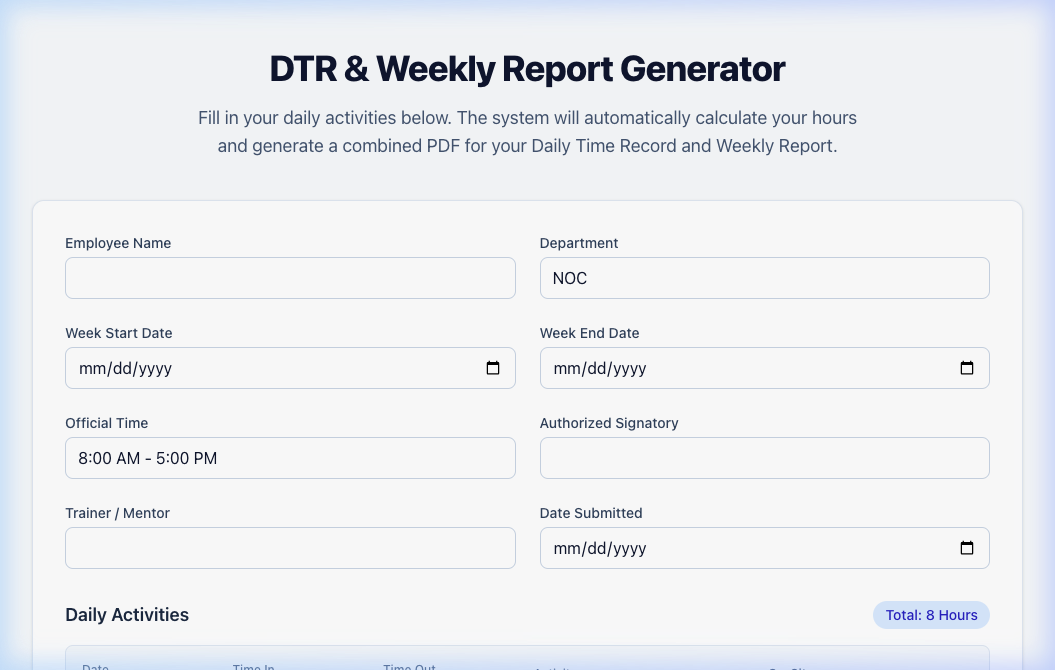 DTR & Weekly Report Generator